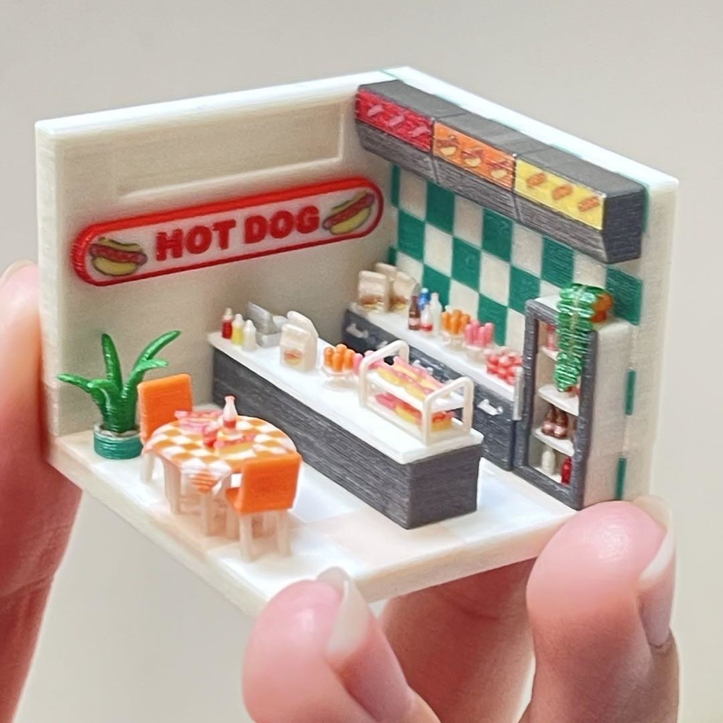 ミニチュア ドールハウス ジオラマ ホットドッグ 住宅模型 HOゲージ 完成品 ミニチュアイメージ フィギュアに 3D