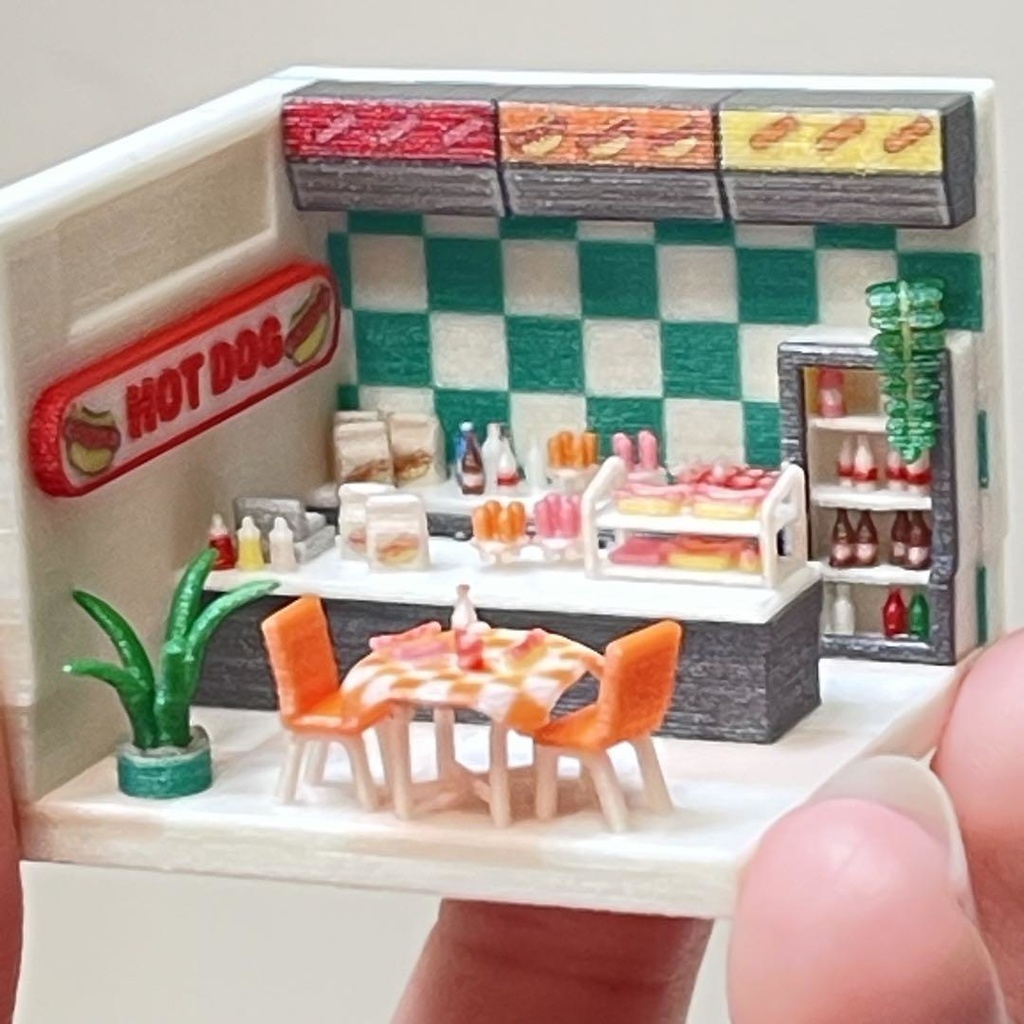 ミニチュア ドールハウス ジオラマ ホットドッグ 住宅模型 HOゲージ 完成品 ミニチュアイメージ フィギュアに 3D