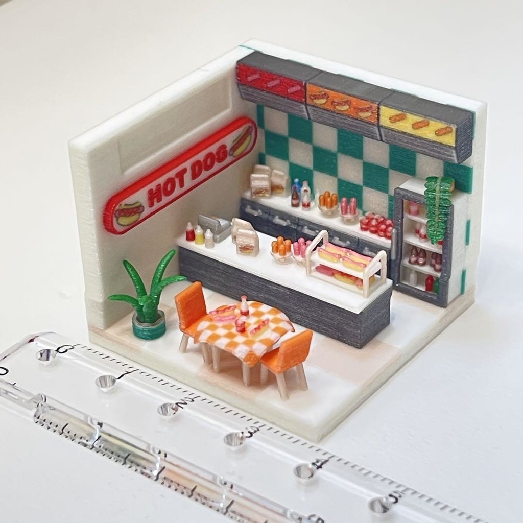 ミニチュア ドールハウス ジオラマ ホットドッグ 住宅模型 HOゲージ 完成品 ミニチュアイメージ フィギュアに 3D