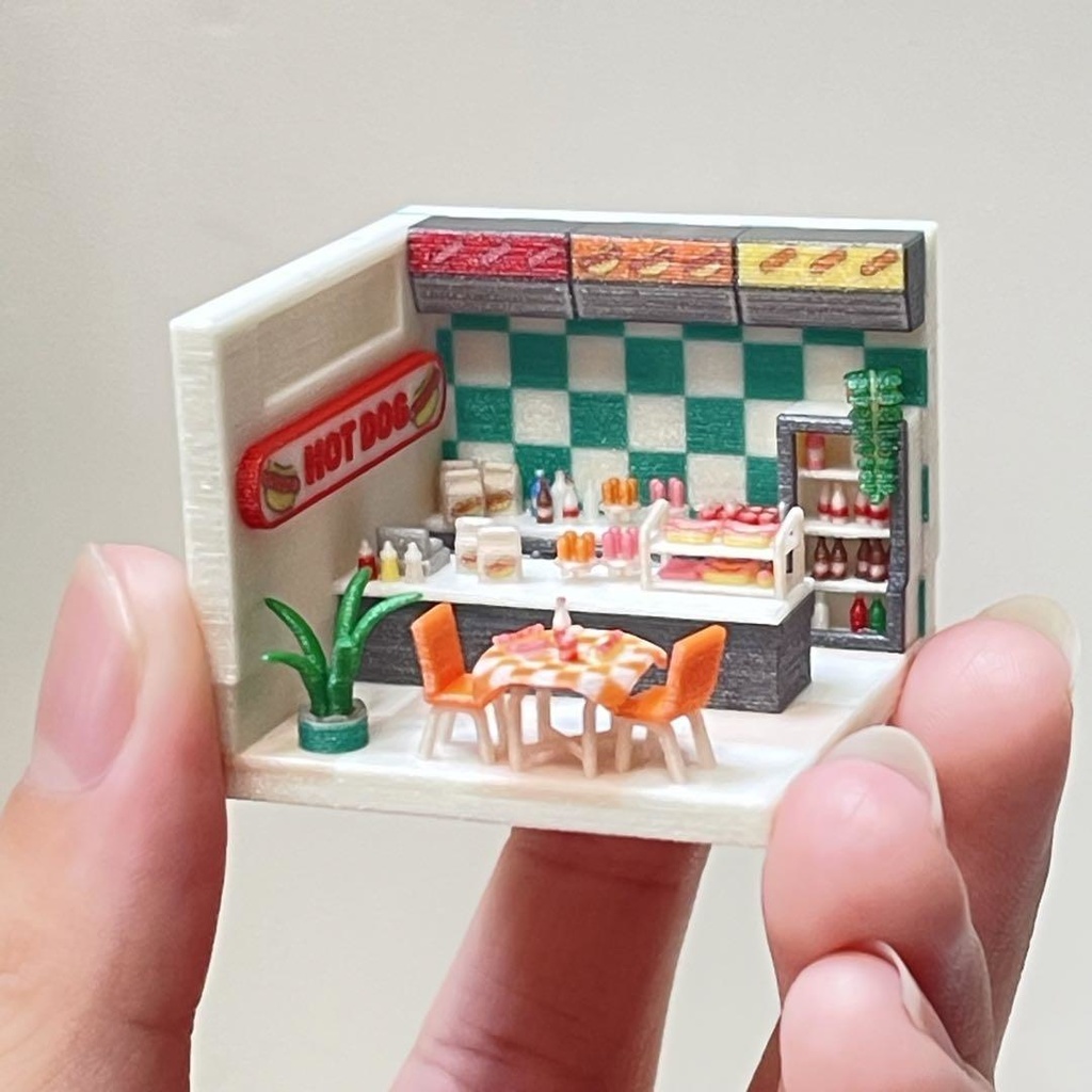 ミニチュア ドールハウス ジオラマ ホットドッグ 住宅模型 HOゲージ 完成品 ミニチュアイメージ フィギュアに 3D