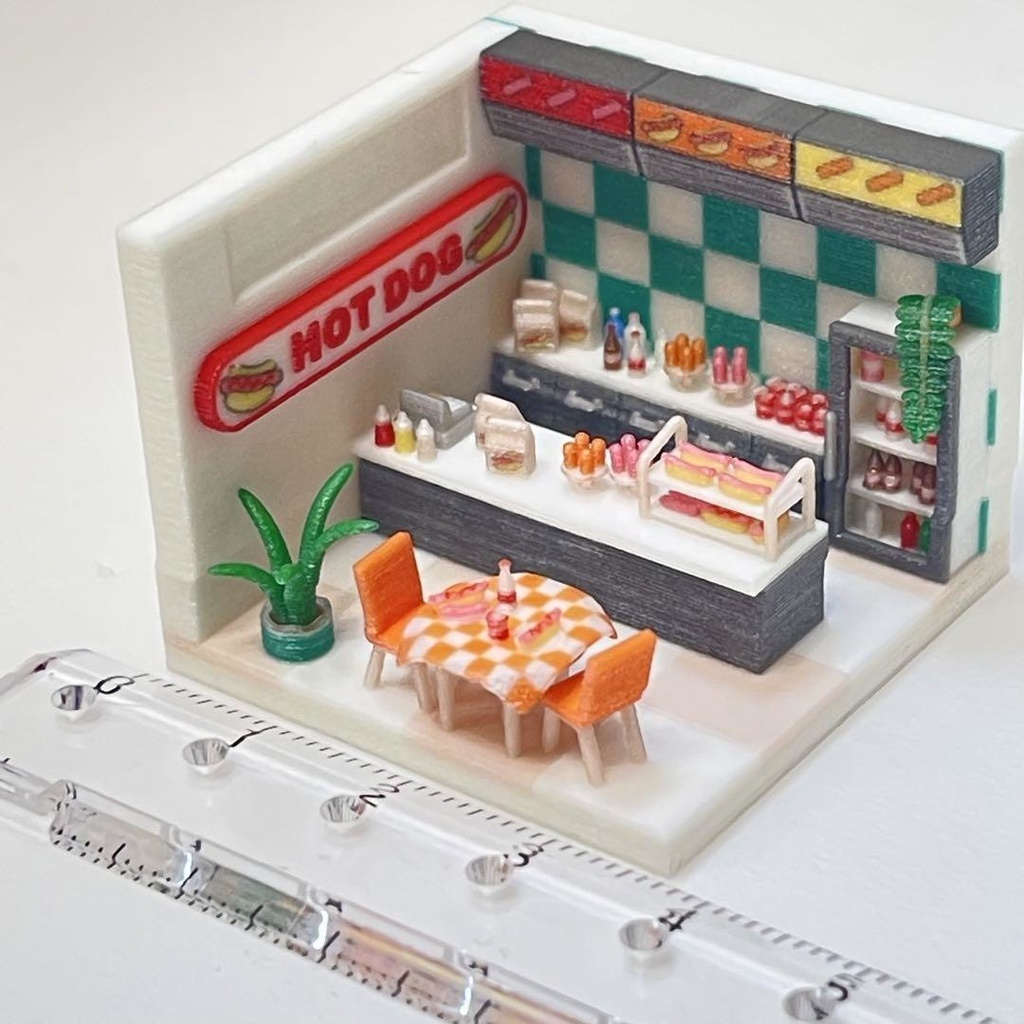ミニチュア ドールハウス ジオラマ ホットドッグ 住宅模型 HOゲージ 完成品 ミニチュアイメージ フィギュアに 3D