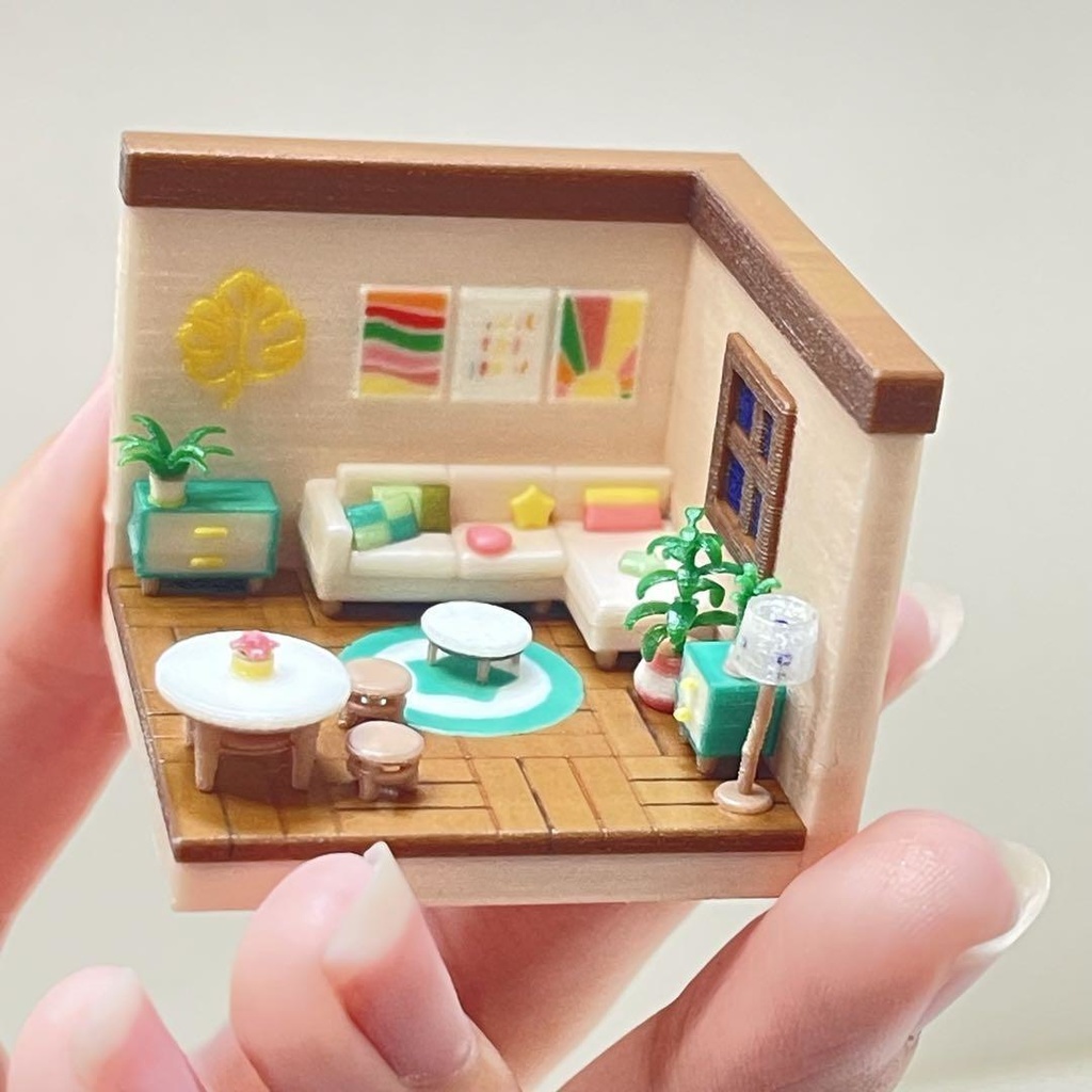 ミニチュア ドールハウス ミニミニドールハウス HOゲージ 住宅模型 リビング ミニチュアハウス 3D ミニチュアイメージ ジオラマ