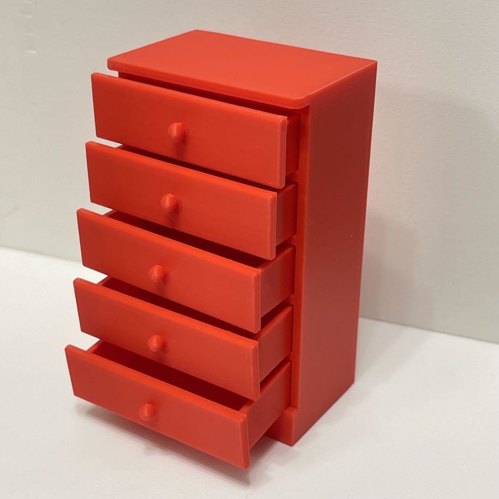 ミニチュア タンス赤 たんす 箪笥 家具 ドールハウスに 完成品 ミニチュアイメージ フィギュアに リカちゃんに ミニチュアイメージ 3D