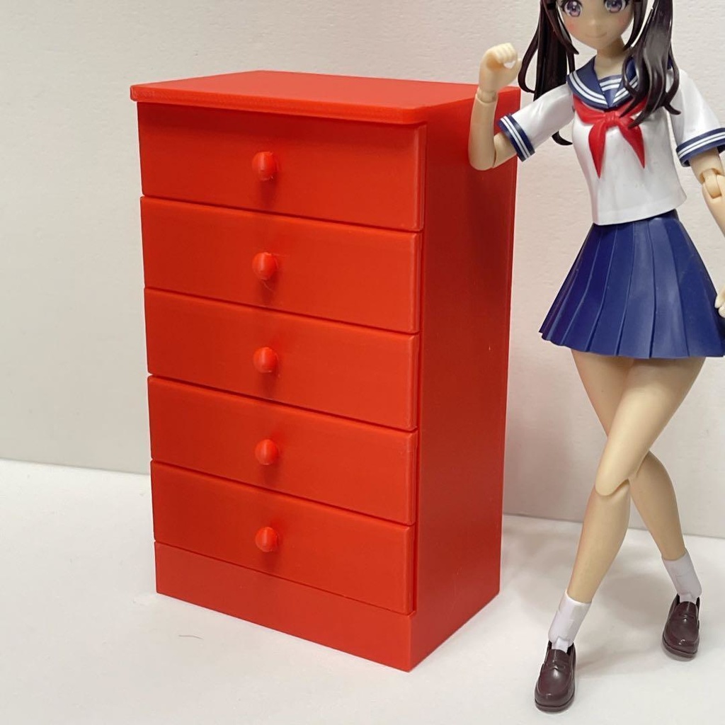 ミニチュア タンス赤 たんす 箪笥 家具 ドールハウスに 完成品 ミニチュアイメージ フィギュアに リカちゃんに ミニチュアイメージ 3D