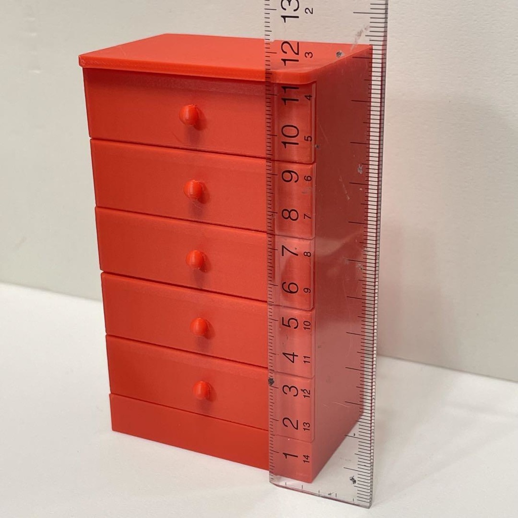 ミニチュア タンス赤 たんす 箪笥 家具 ドールハウスに 完成品 ミニチュアイメージ フィギュアに リカちゃんに ミニチュアイメージ 3D