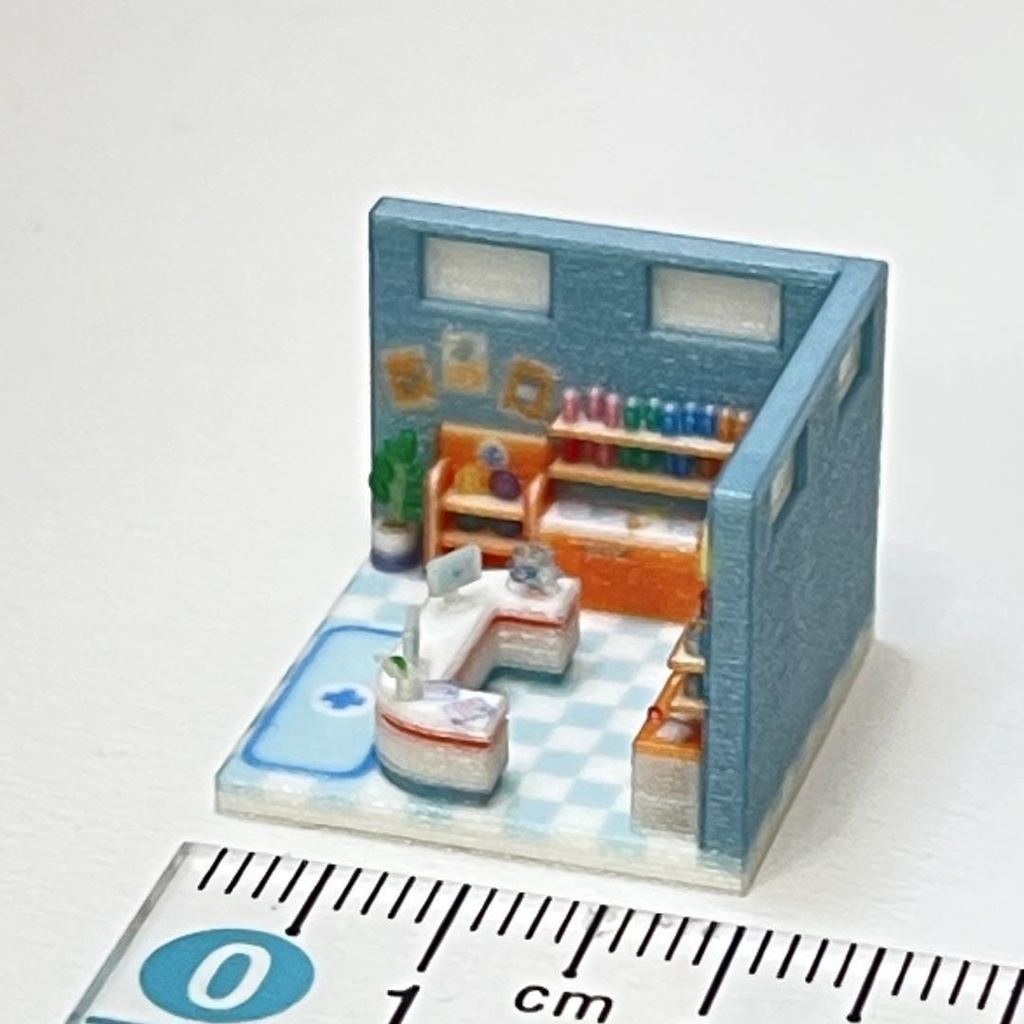 2cm ミニチュア 薬局 ドールハウス ミニミニドールハウス 住宅模型 ジオラマ 3D リカちゃんに シルバニアに ミニチュアイメージ