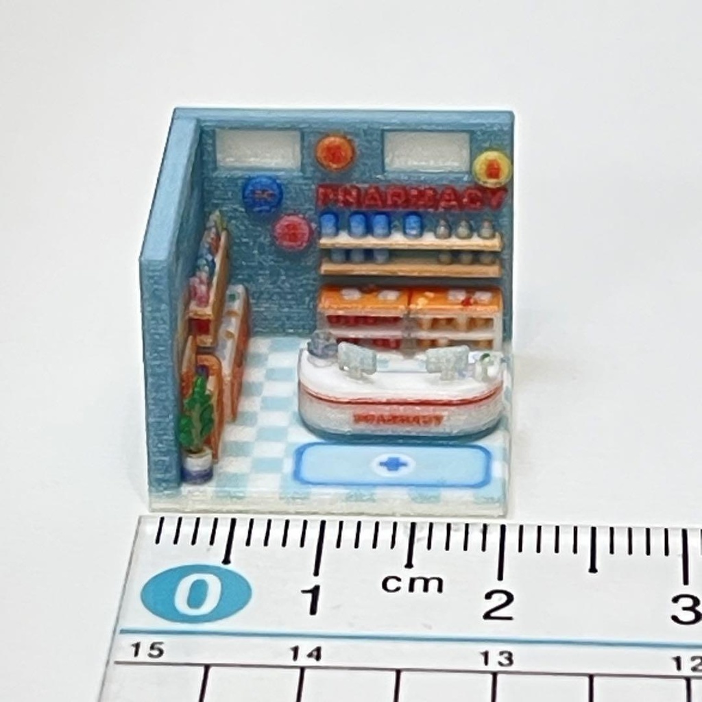 2cm ミニチュア 薬局 ドールハウス ミニミニドールハウス 住宅模型 ジオラマ 3D リカちゃんに シルバニアに ミニチュアイメージ