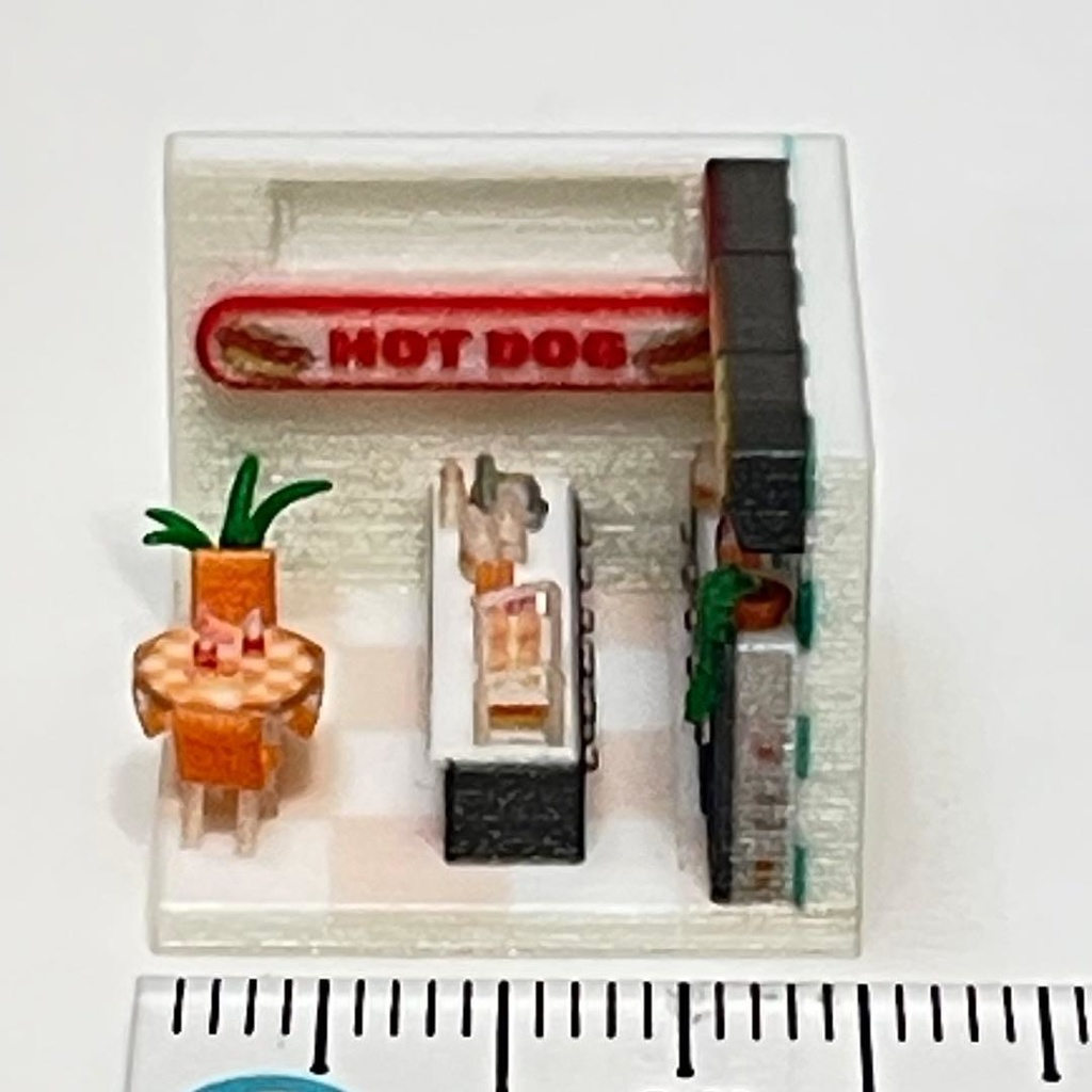 2cm ミニチュア ホットドッグショップ ジオラマ 住宅模型 ドールハウス ミニミニドールハウス ミニチュアイメージ 3D