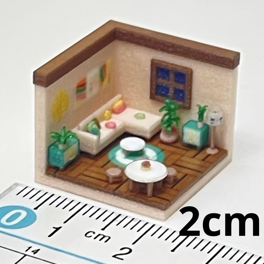 2cm ミニチュア リビングルーム ミニミニドールハウス ジオラマ 住宅模型 ミニチュアイメージ 3D