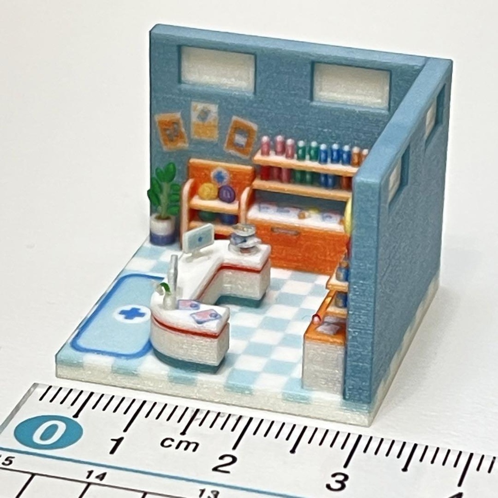 3cm ミニチュア 薬局 ミニミニドールハウス ジオラマ 住宅模型 完成品 ミニチュアイメージ フィギュアに