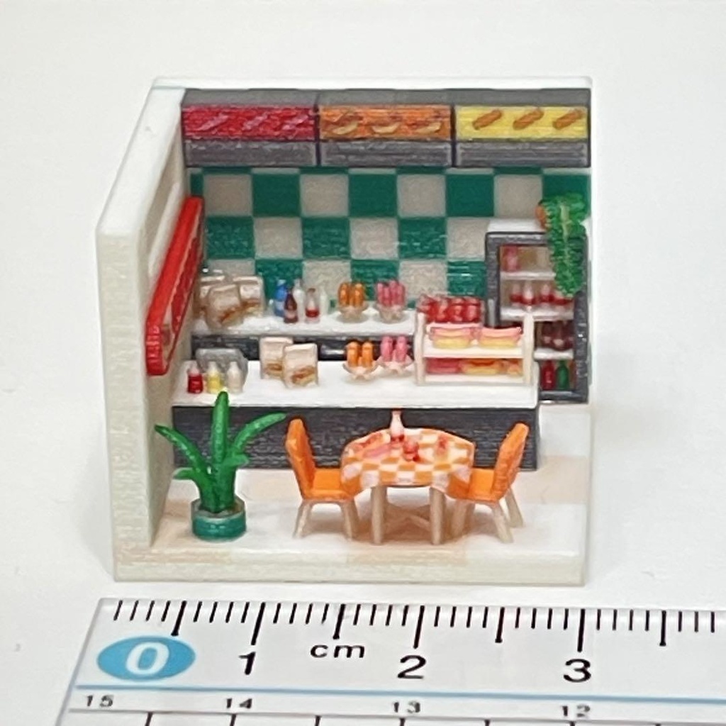 3cm ミニチュア ホットドッグ屋 ドールハウス ミニミニドールハウス 完成品 住宅模型 ジオラマ