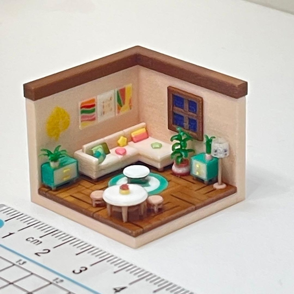 3cm ミニチュア リビングルーム 住宅模型 ドールハウス ミニミニドールハウス 完成品 フィギュアに ミニチュアイメージ 3D ジオラマ