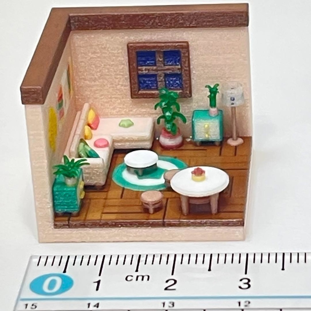 3cm ミニチュア リビングルーム 住宅模型 ドールハウス ミニミニドールハウス 完成品 フィギュアに ミニチュアイメージ 3D ジオラマ