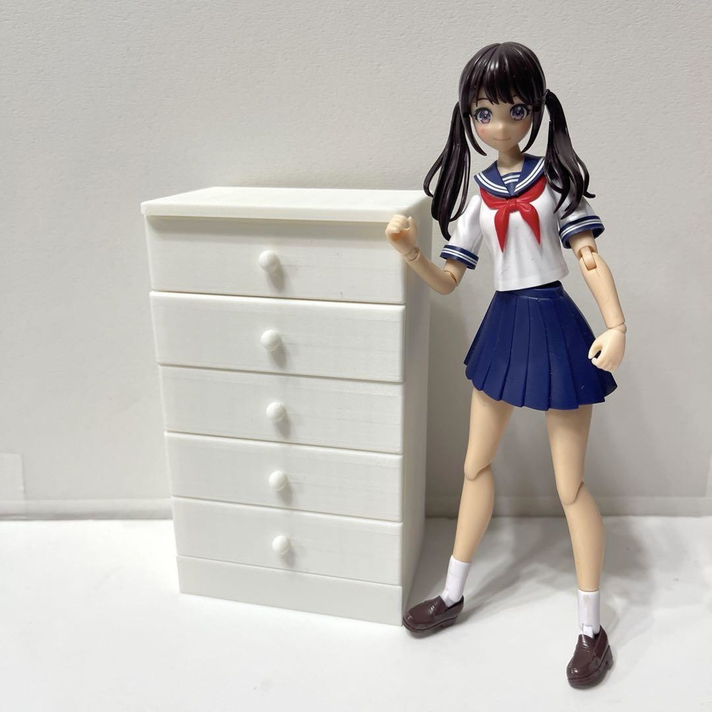 ミニチュア たんす タンス 箪笥 家具 白 完成品 ドールハウスに フィギュアに リカちゃんなどにも ミニチュアイメージ 3D