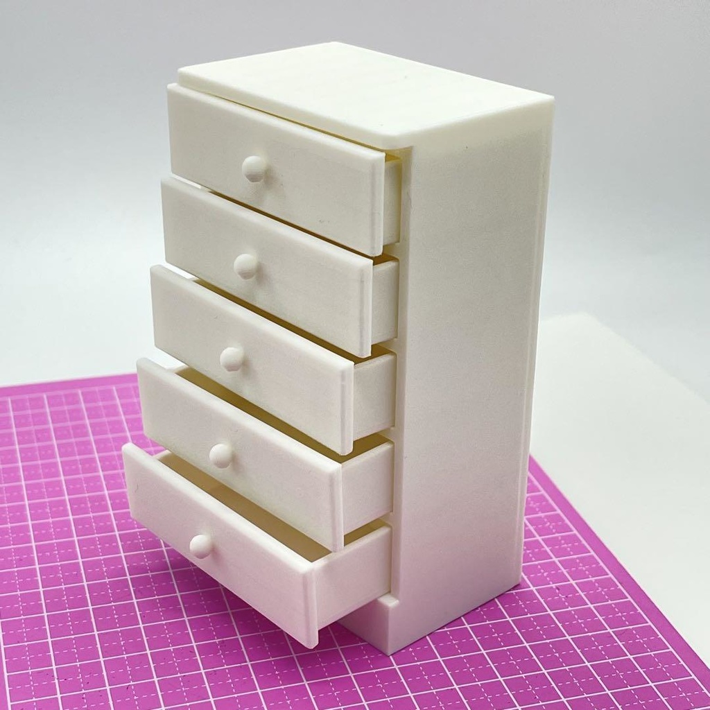 ミニチュア たんす タンス 箪笥 家具 白 完成品 ドールハウスに フィギュアに リカちゃんなどにも ミニチュアイメージ 3D