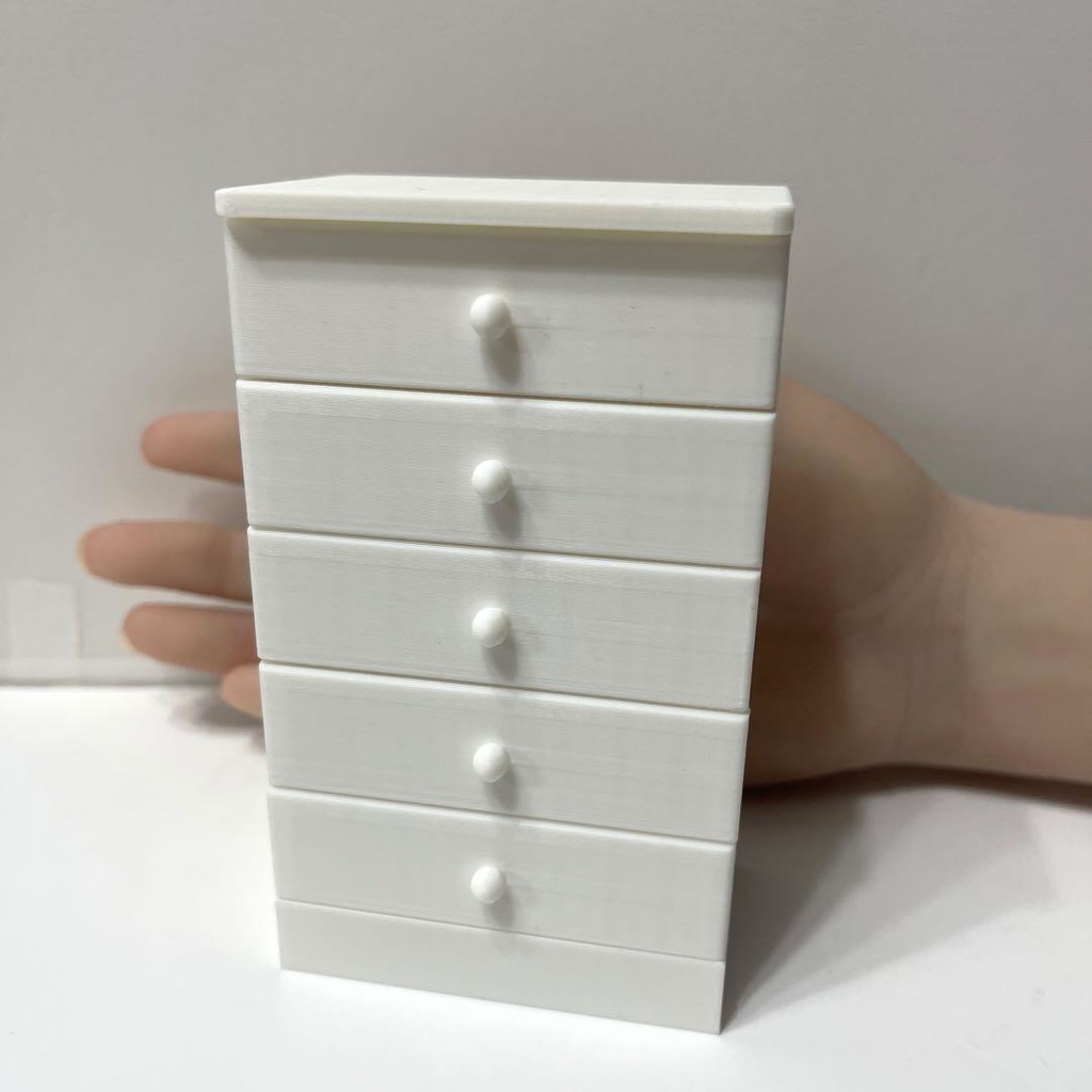 ミニチュア たんす タンス 箪笥 家具 白 完成品 ドールハウスに フィギュアに リカちゃんなどにも ミニチュアイメージ 3D