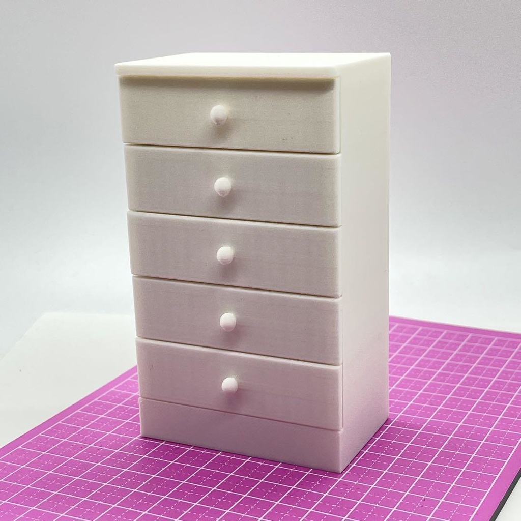 ミニチュア たんす タンス 箪笥 家具 白 完成品 ドールハウスに フィギュアに リカちゃんなどにも ミニチュアイメージ 3D