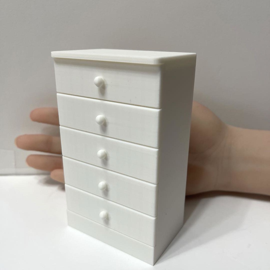 ミニチュア たんす タンス 箪笥 家具 白 完成品 ドールハウスに フィギュアに リカちゃんなどにも ミニチュアイメージ 3D