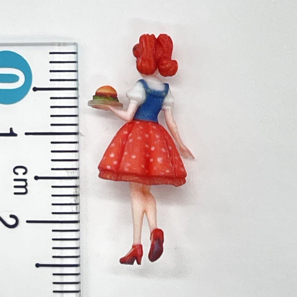 1/64 ウェイトレス① フィギュア リアルフィギュア 完成品 ミニチュア ミニカー ジオラマ 住宅模型 ダイナー 3D ミニチュアイメージ