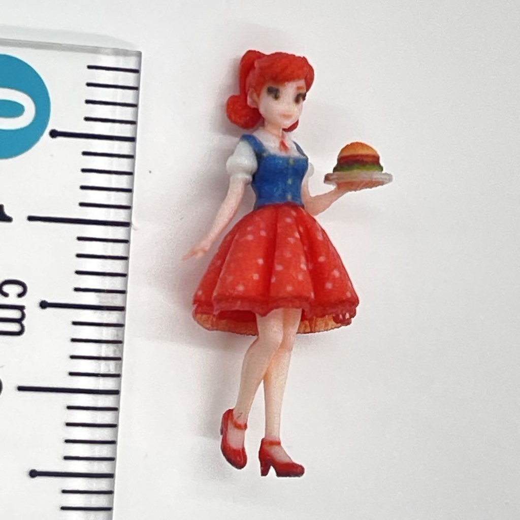 1/64 ウェイトレス① フィギュア リアルフィギュア 完成品 ミニチュア ミニカー ジオラマ 住宅模型 ダイナー 3D ミニチュアイメージ