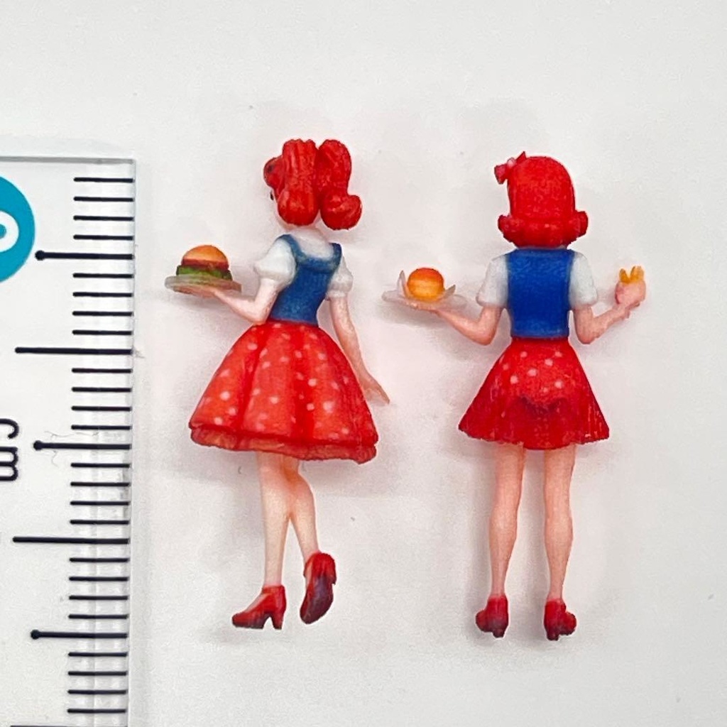 1/64 ウェイトレス フィギュア2体 完成品 リアルフィギュア ミニチュア ミニカー ジオラマ 住宅模型 3D 美少女 ミニチュアイメージ