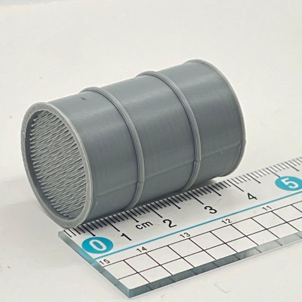1/24 ドラム缶 グレー ミニチュア 完成品 ミニチュアイメージ 3D ドールハウスに