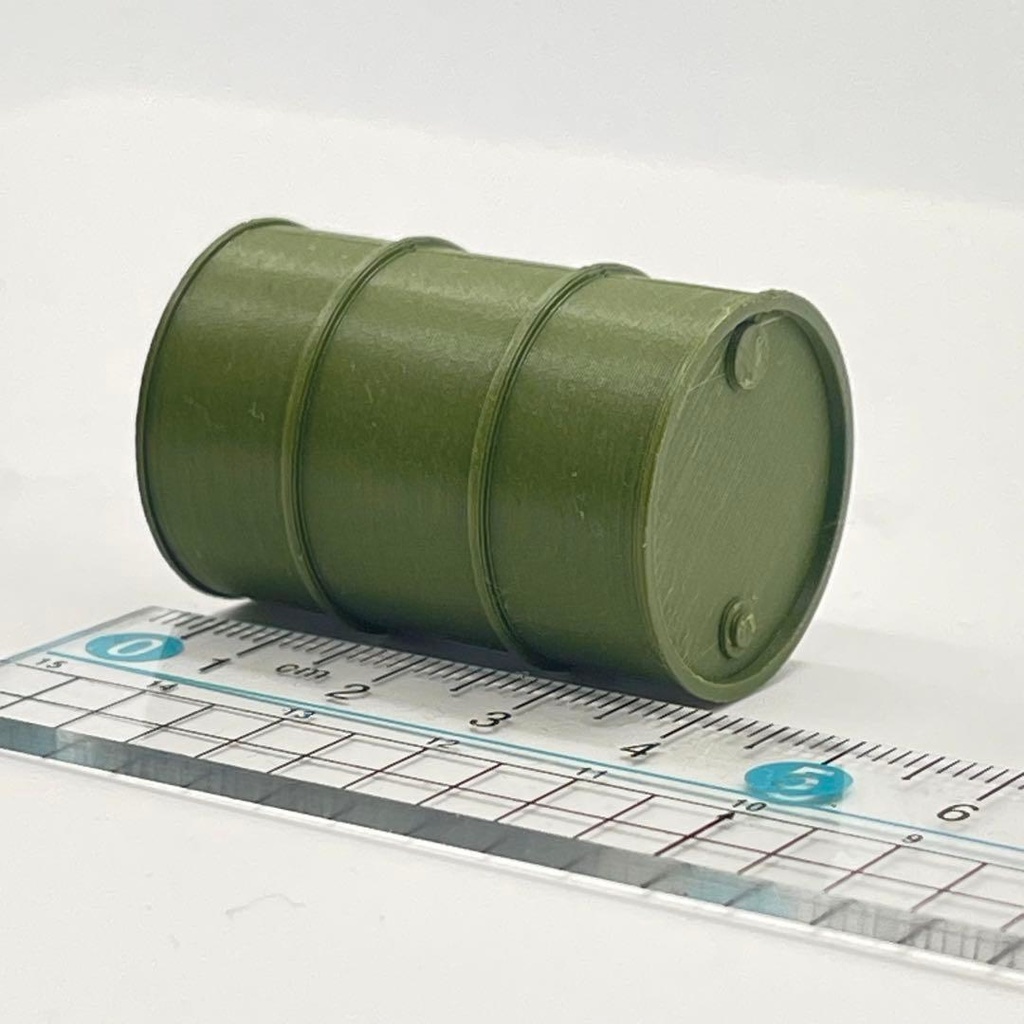 1/24 ドラム缶 アーミーグリーン ミリタリー ミニチュア 完成品 ドールハウスに フィギュアに ミニチュアイメージ 3D ミニカーに フィギュアに