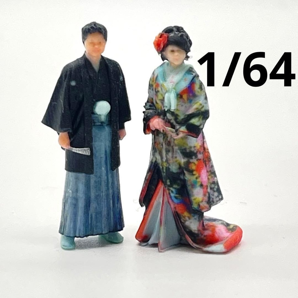 1/64 和服　和装　着物　結婚式　フィギュア　リアルフィギュア　完成品　ミニカー　ジオラマ　住宅模型に　ミニチュアイメージ