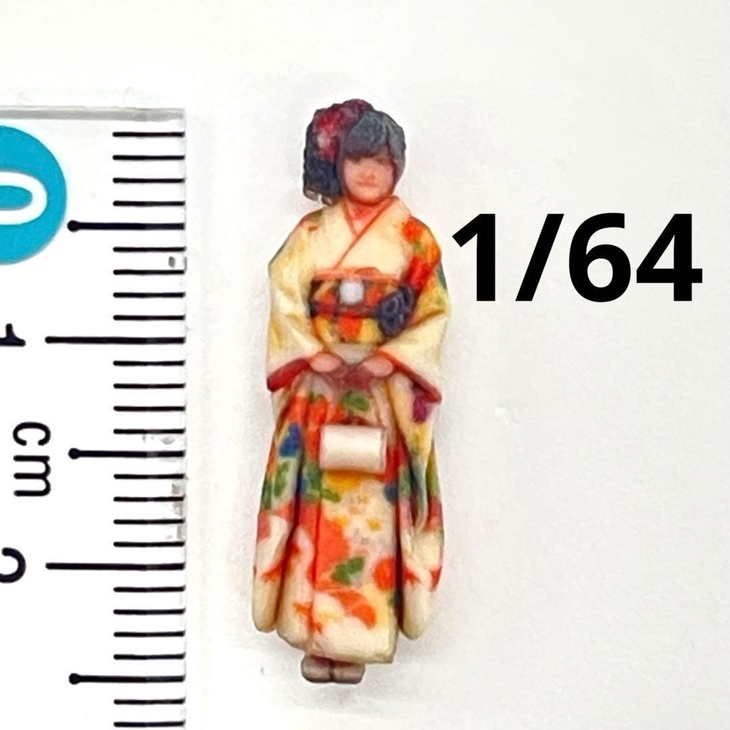 1/64　振袖　成人式　フィギュア　リアルフィギュア　３Dフィギュア　ミニチュアイメージ　　ミニチュア　ミニカー　ジオラマ　住宅模型