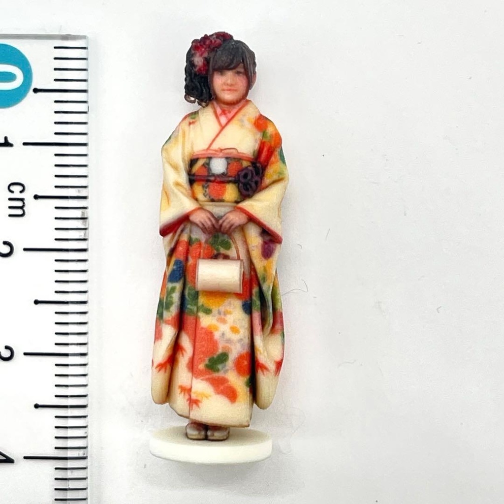1/43 フィギュア 3DA-X-PT-006 振袖 成人式 着物 フィギュア 完成品 ジオラマ ミニカーに 台付きタイプ ミニチュア