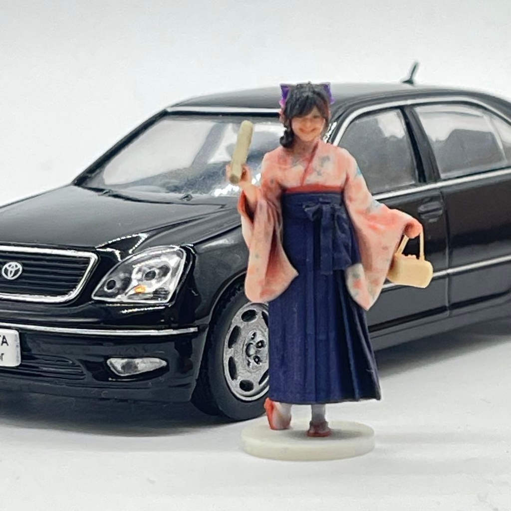 1/43 3DA-X-PT-005 台付き フィギュア 3Dフィギュア ミニチュア リアルフィギュア 完成品 ミニチュアイメージ 袴 卒業式 着物 和服
