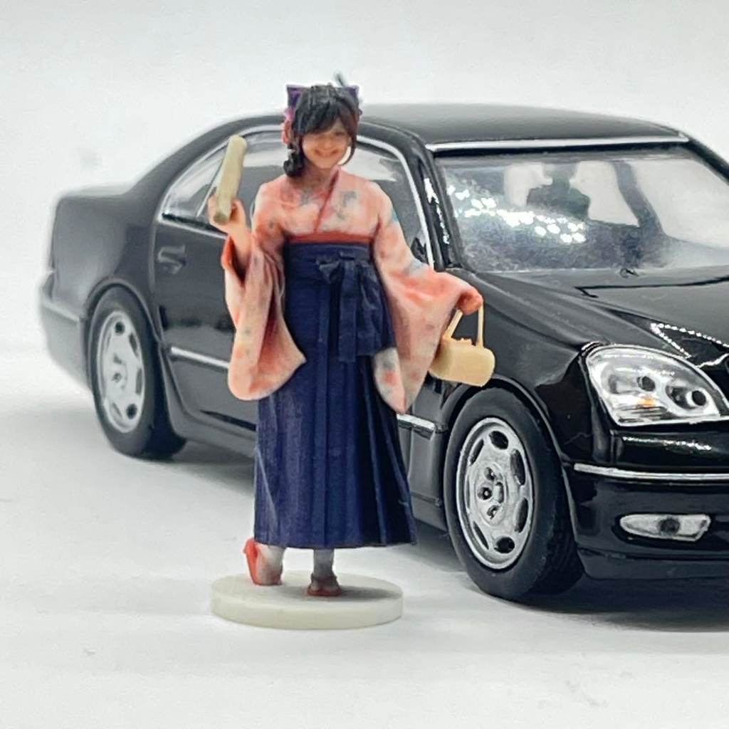 1/43 3DA-X-PT-005 台付き フィギュア 3Dフィギュア ミニチュア リアルフィギュア 完成品 ミニチュアイメージ 袴 卒業式 着物 和服