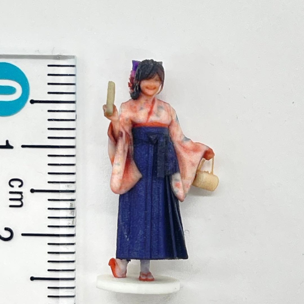 1/64 3DA-X-PT-005 台付きタイプ フィギュア リアルフィギュア 3Dフィギュア 卒業式 袴 和服 着物 ジオラマ ミニチュア ミニチュアイメージ ミニカーに 完成品