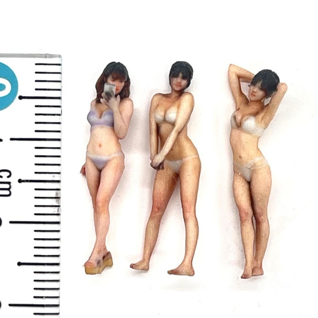 1/64 フィギュア三体 水着 リアルフィギュア 3Dフィギュア 完成品 ミニチュア ミニカーに ジオラマに ミニチュアイメージ