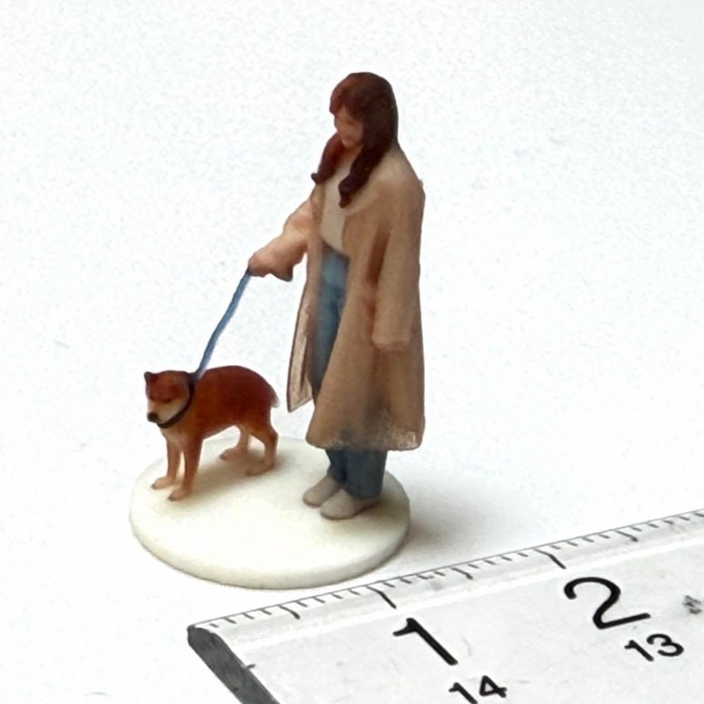 1/64 犬とお姉さん 柴犬 フィギュア リアルフィギュア 完成品 3D ミニチュアイメージ ミニカーに トミカに ミニチュアイメージ