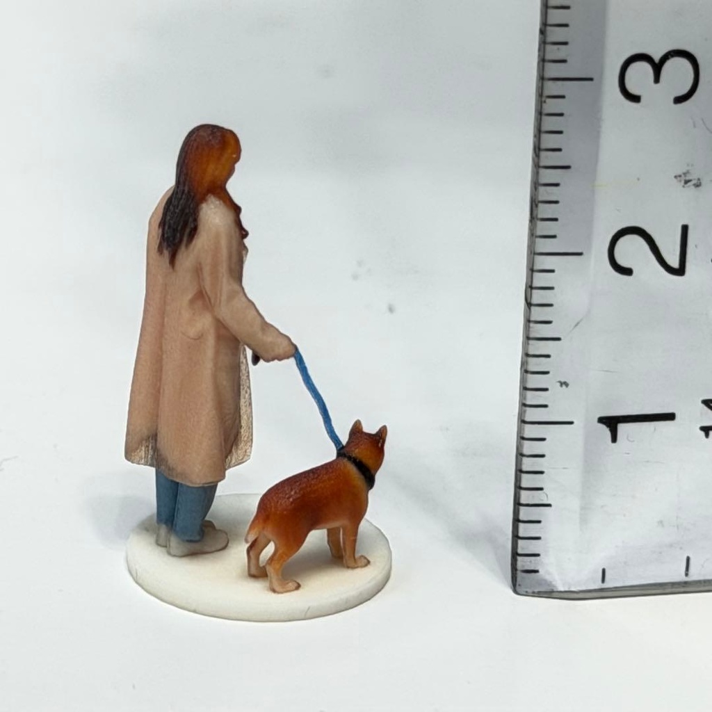 1/64 犬とお姉さん 柴犬 フィギュア リアルフィギュア 完成品 3D ミニチュアイメージ ミニカーに トミカに ミニチュアイメージ