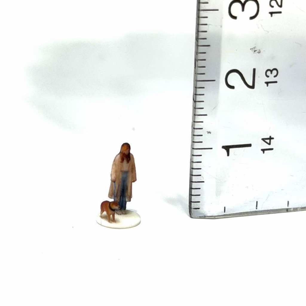 Nゲージ 1/150 フィギュア リアルフィギュア 犬とお姉さん 柴犬 ミニチュア 鉄道模型 ジオラマ レイアウト ミニチュアイメージ