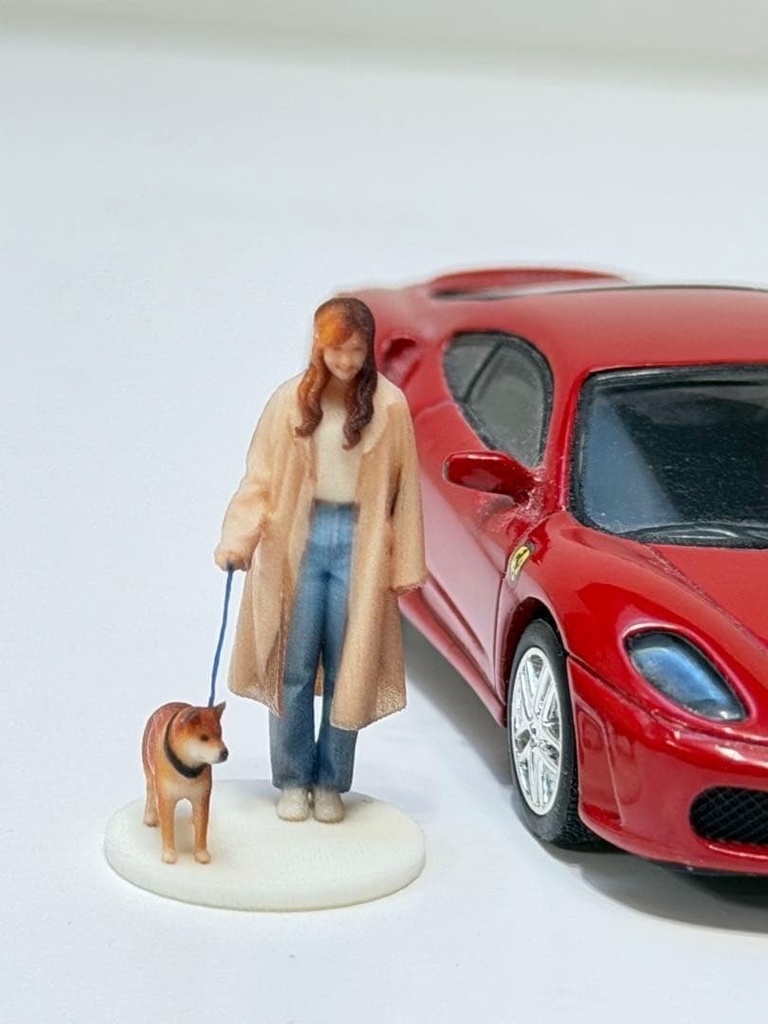 1/64 犬とお姉さん フィギュア リアルフィギュア ミニチュア ミニカーに トミカに 完成品 3Dフィギュア ミニチュアイメージ