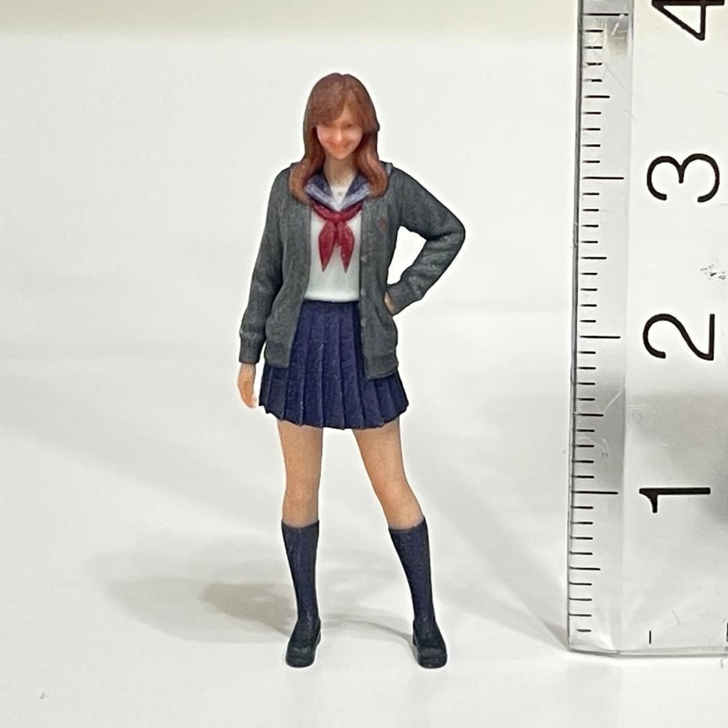 1/43 フィギュア リアルフィギュア セーラー服 カーディガン 完成品 ミニチュア ジオラマ ミニカーに ミニチュアイメージ 3Dフィギュア JK