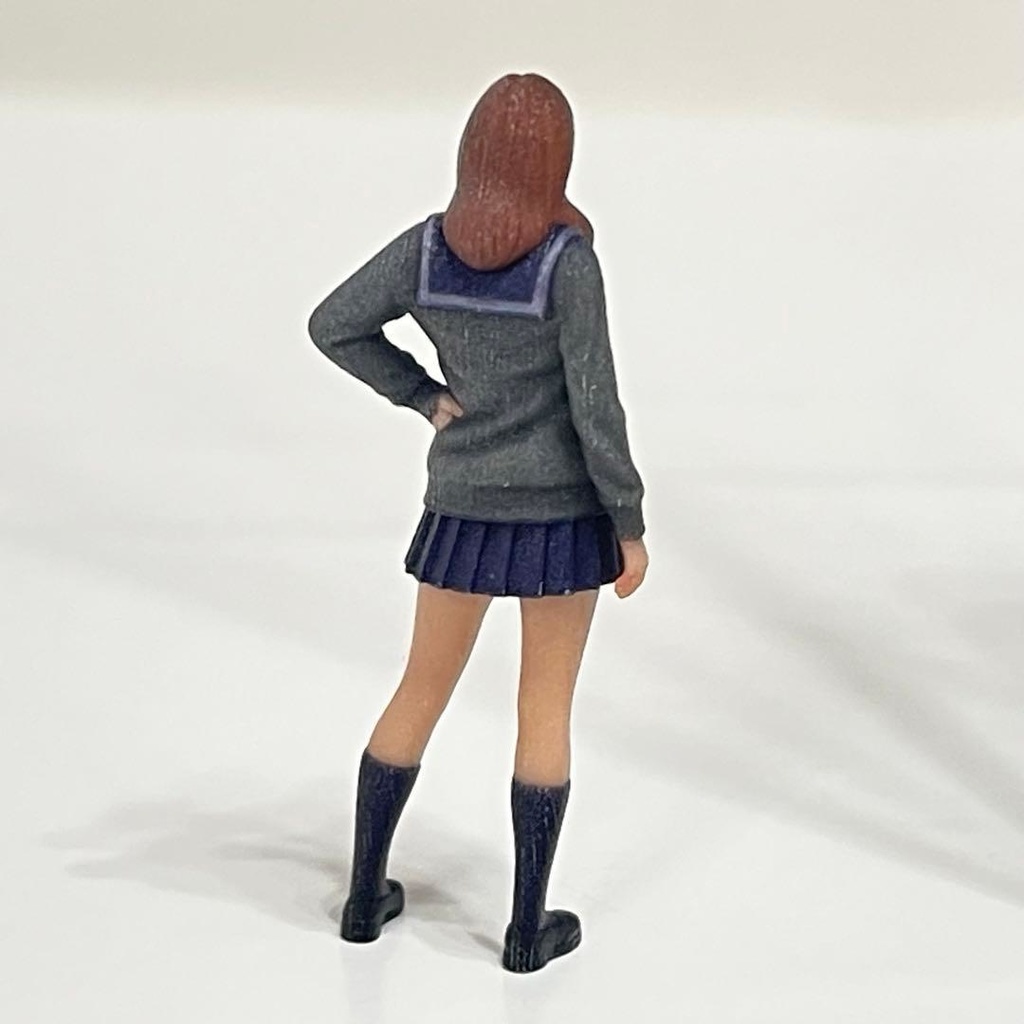 1/43 フィギュア リアルフィギュア セーラー服 カーディガン 完成品 ミニチュア ジオラマ ミニカーに ミニチュアイメージ 3Dフィギュア JK
