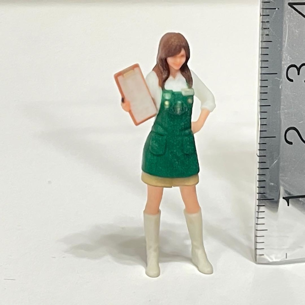 1/43 フィギュア リアルフィギュア カフェ店員 ミニチュア ジオラマ スタバ風 スターバックス風 ミニカーに ジオラマに 完成品 ミニチュアイメージ 3Dフィギュア