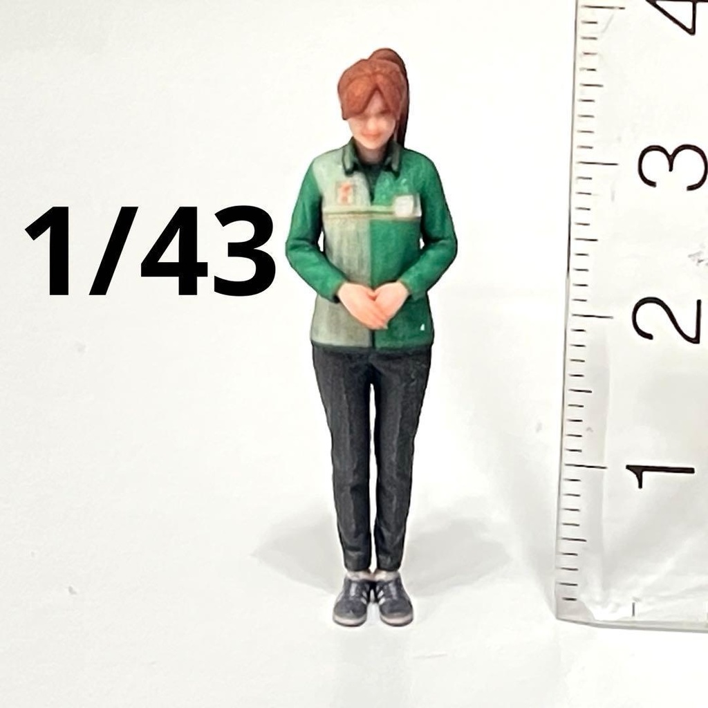 1/43 フィギュア リアルフィギュア コンビニ店員 セブンイレブン風 完成品 ミニチュア ミニカーに ジオラマに ミニチュアイメージ 3Dフィギュア