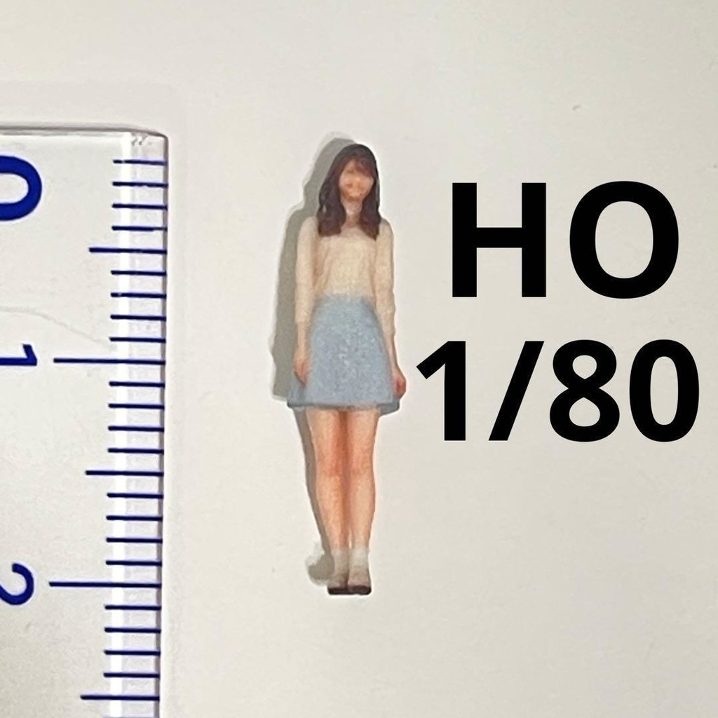 HOゲージ 1/80 可愛いお姉さん フィギュア 1/64より小 ジオラマ 3D ミニチュアイメージ 鉄道模型 ジオラマ レイアウト 完成品