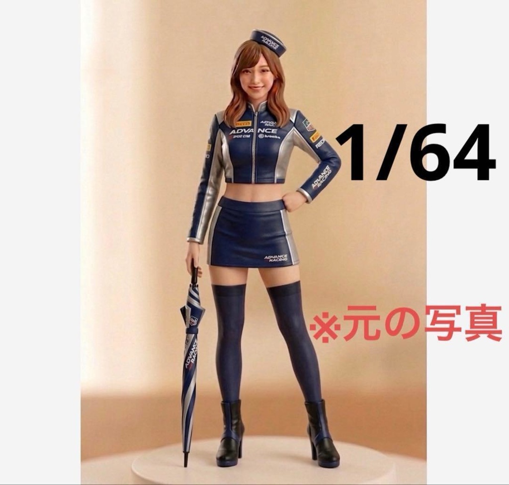 1/64 フィギュア　レースクイーン　青　リアルフィギュア　ミニチュアイメージ　ジオラマ　ミニカーに　完成品