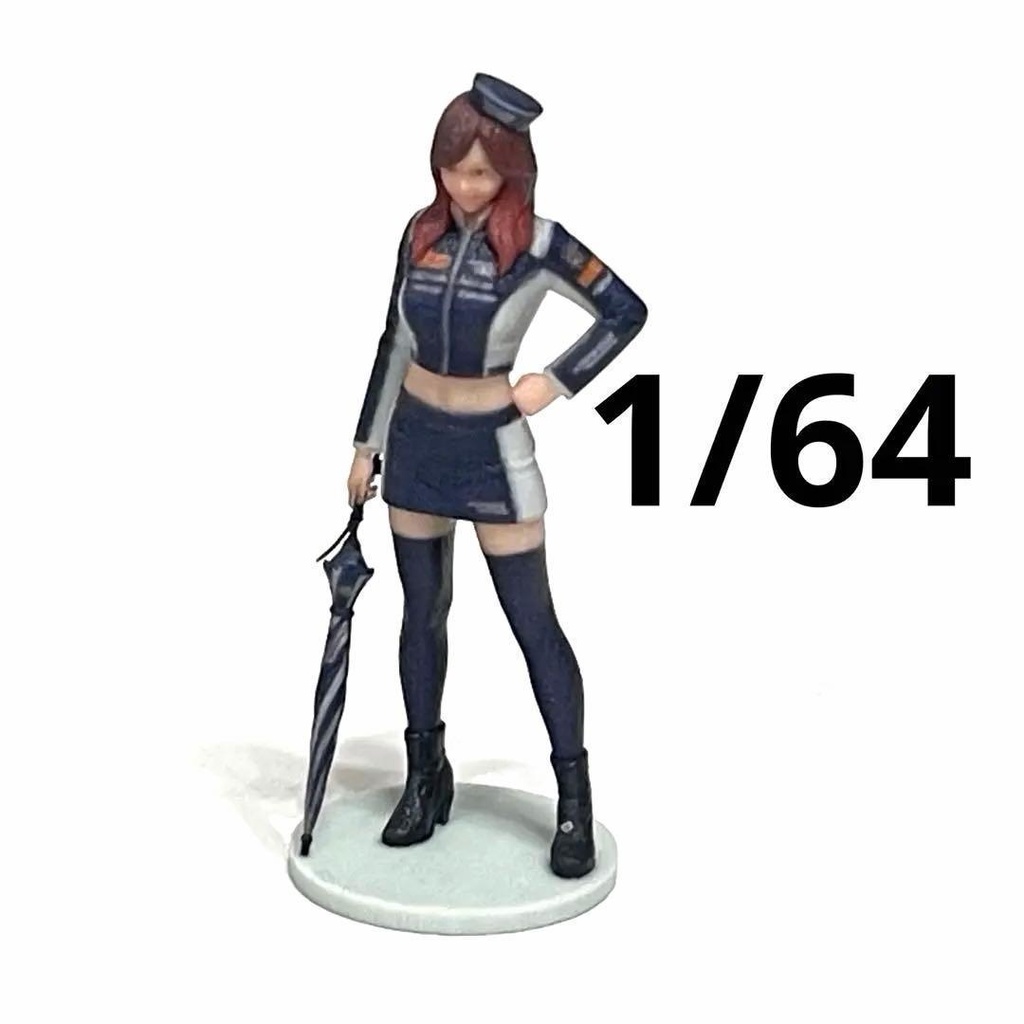 1/64 フィギュア レースクイーン 青 リアルフィギュア ミニチュアイメージ ジオラマ ミニカーに 完成品