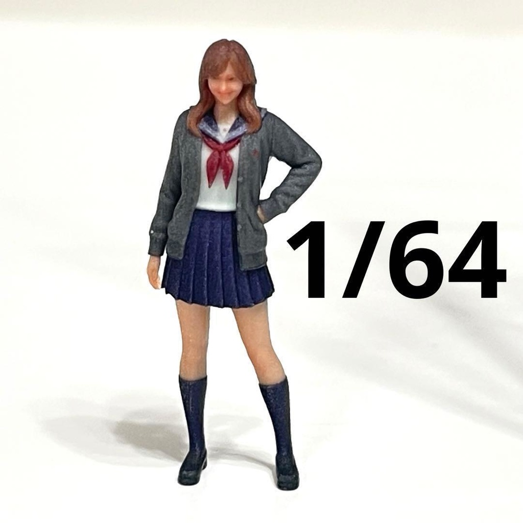 1/64 フィギュア セーラー服 カーディガン リアルフィギュア ミニチュアイメージ ミニカーに 完成品