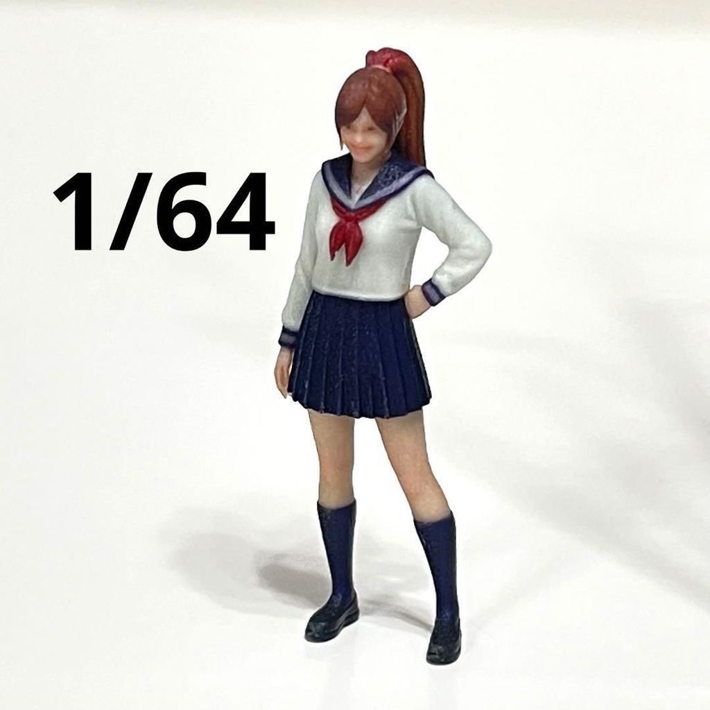 1/64 フィギュア セーラー服 リアルフィギュア ミニチュアイメージ ミニカーに 完成品