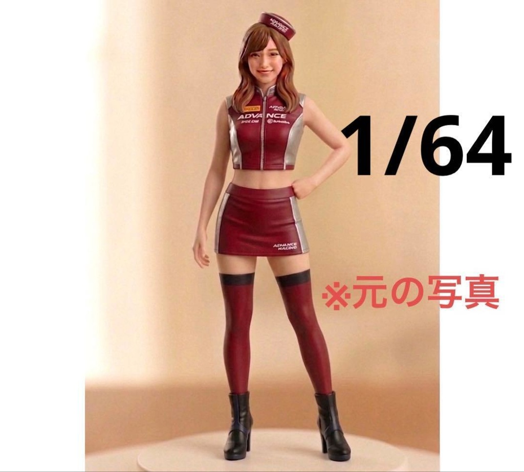 1/64 フィギュア レースクイーン 赤 リアルフィギュア ミニチュアイメージ ミニカーに 完成品