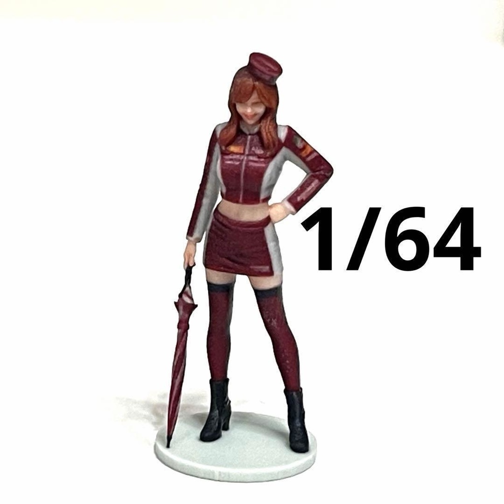 1/64 フィギュア レースクイーン 赤 リアルフィギュア ミニチュアイメージ ミニカーに 完成品