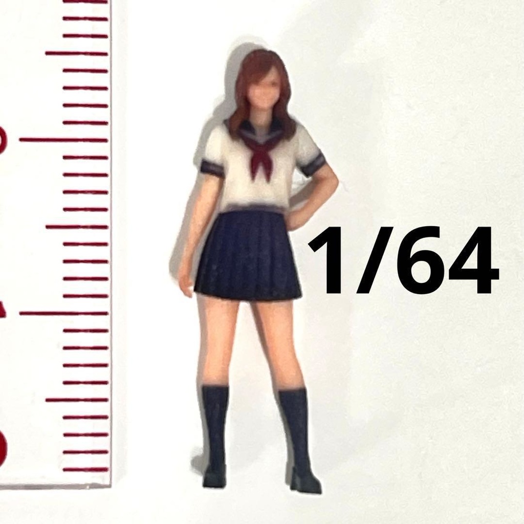 1/64 フィギュア セーラー服 半袖 リアルフィギュア ミニチュアイメージ ミニカーに 完成品